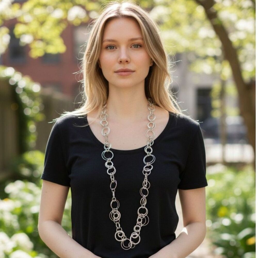 DAISY FUENTES MULTI RING 18” FASHION NECKLACE Retro Y2K Vintage Grannycore